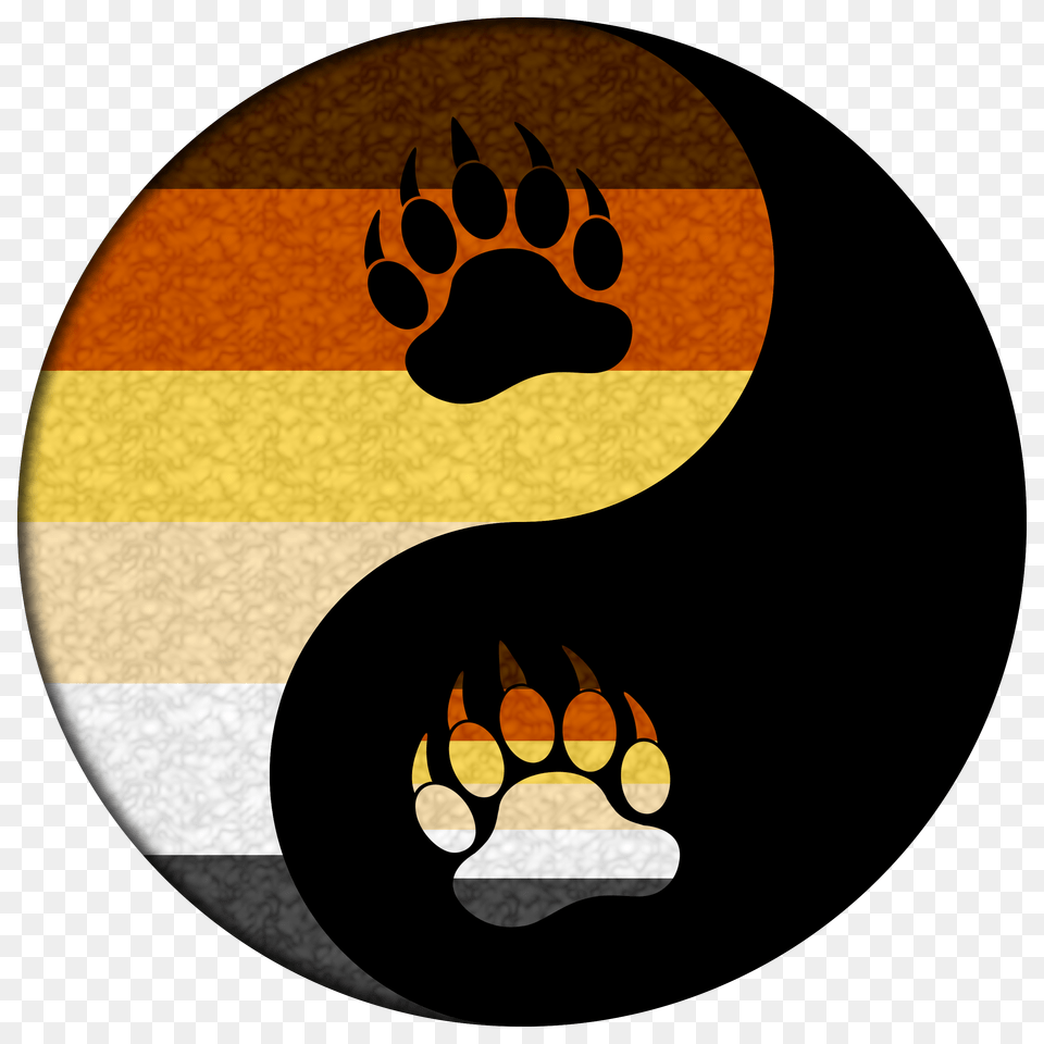 Bear Pride Yin And Yang With Paw Symbols Black Gray White Tan, Logo, Electronics, Hardware Free Png