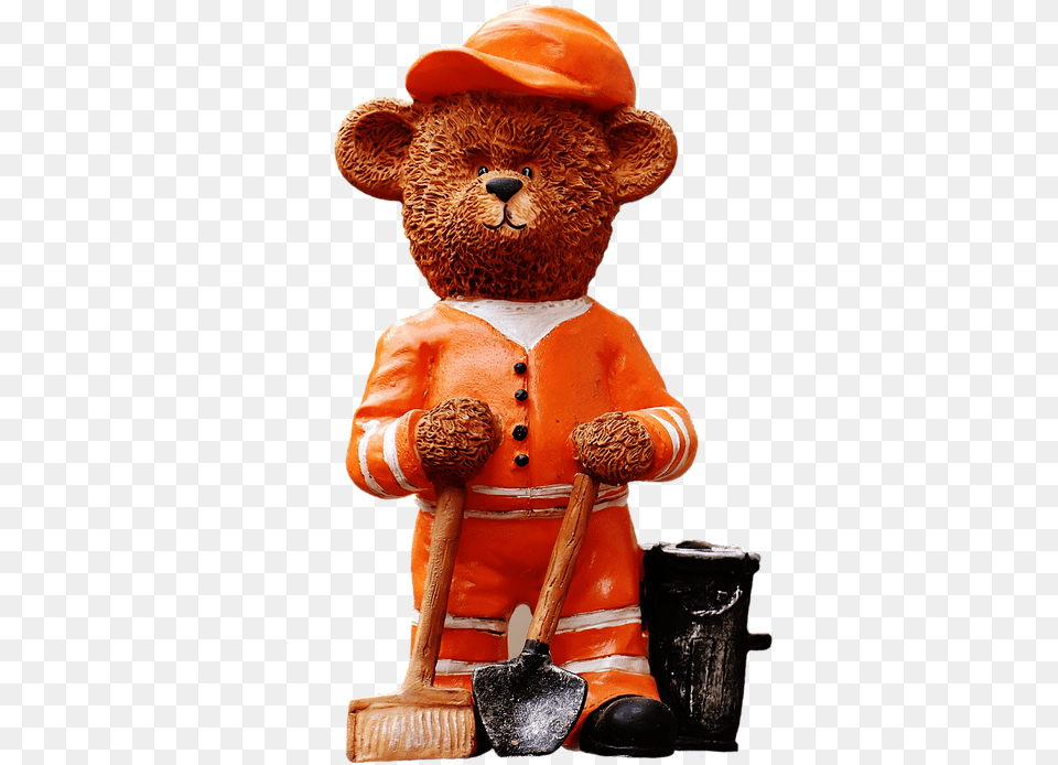 Bear Profession Refuse Collector Figure Cute Sweet Waste, Teddy Bear, Toy, Figurine, Device Free Png Download