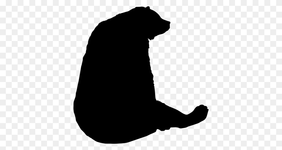 Bear Sitting Silhouette, Gray Png Image