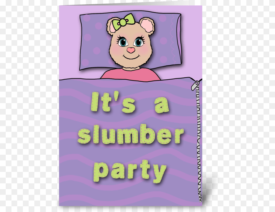 Bear Slumber Party Invitation Greeting Card Cartoon, Purple, Book, Publication, Envelope Free Png