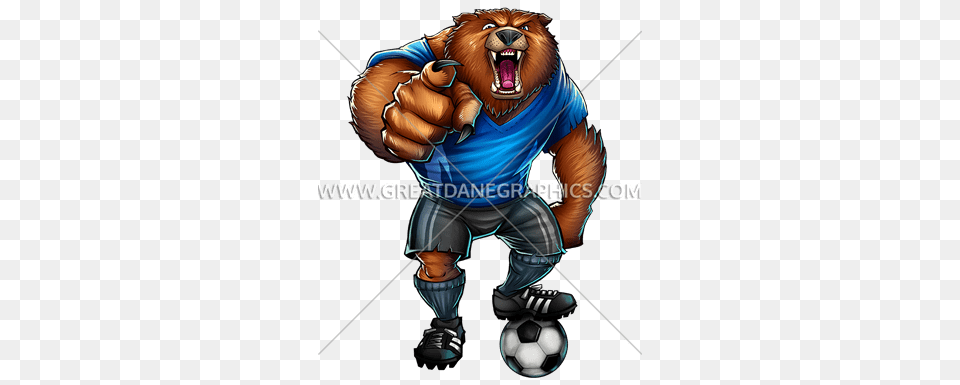 Bear Soccer Player Production Ready Artwork For T Shirt Printing, Ball, Soccer Ball, Person, Hand Free Png Download