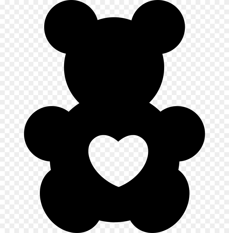 Bear Toy Silhouette With A Heart Shape Silhouette Teddy Bear Shape, Stencil, Nature, Outdoors, Snow Free Png