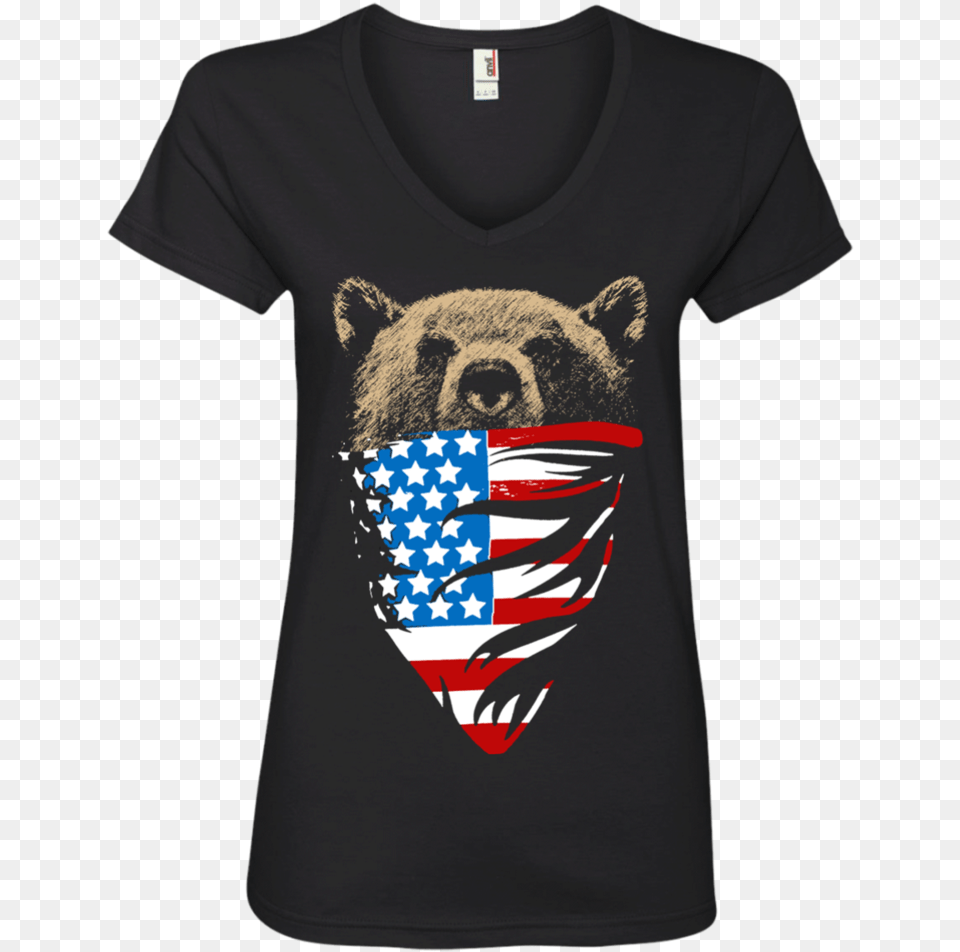 Bear Wearing American Flag Bandanna Ladies Bear With American Flag Bandana, Clothing, T-shirt, Person Free Transparent Png