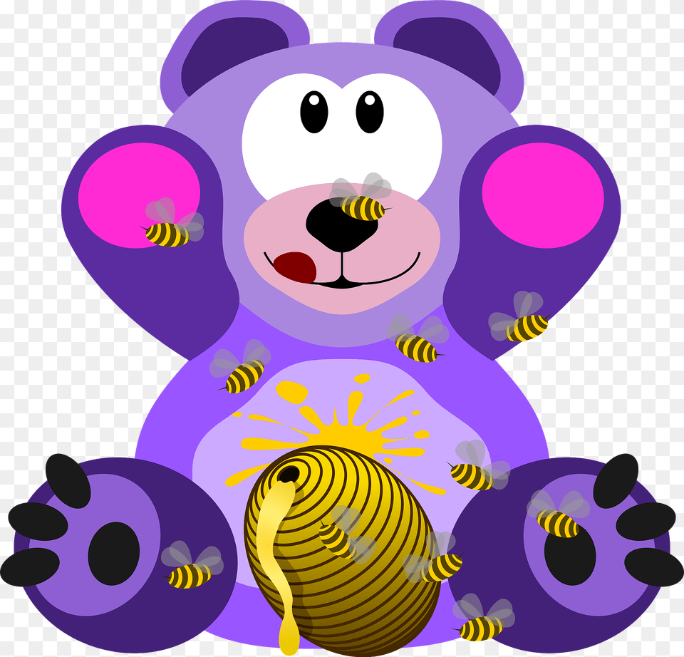 Bear With Beehive Clipart, Purple, Nature, Outdoors, Snow Png Image
