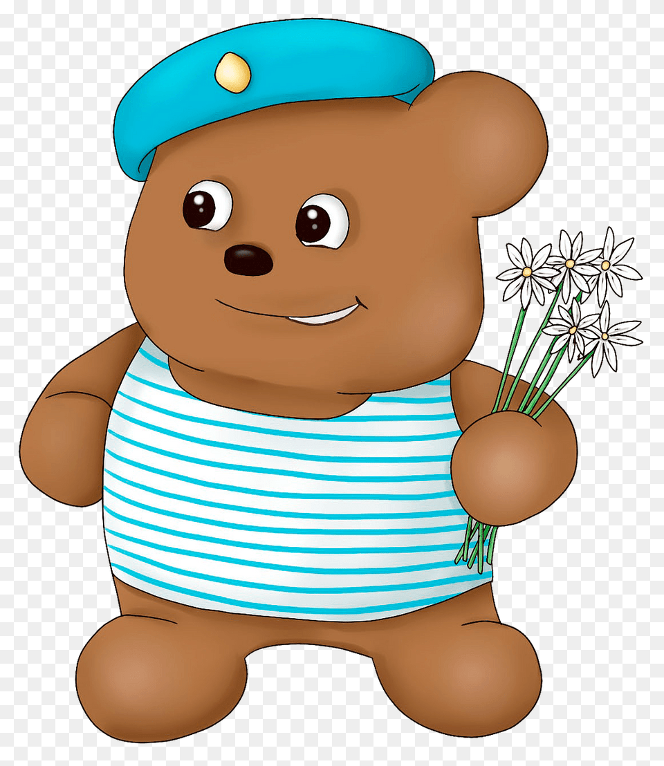 Bear With Bouquet Clipart, Baby, Person, Face, Head Png Image