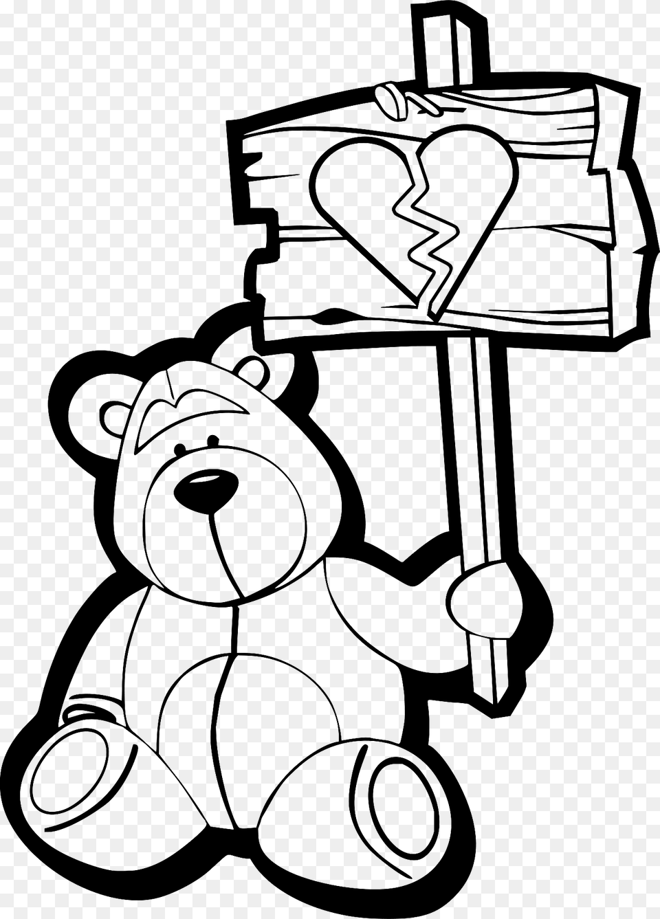 Bear With Broken Heart Black And White Clipart, Ammunition, Weapon, Grenade, Teddy Bear Free Transparent Png