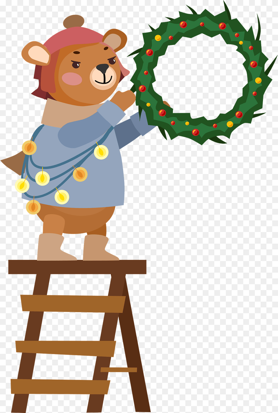 Bear With Christmas Wreath Clipart, Face, Head, Person, Photography Free Png