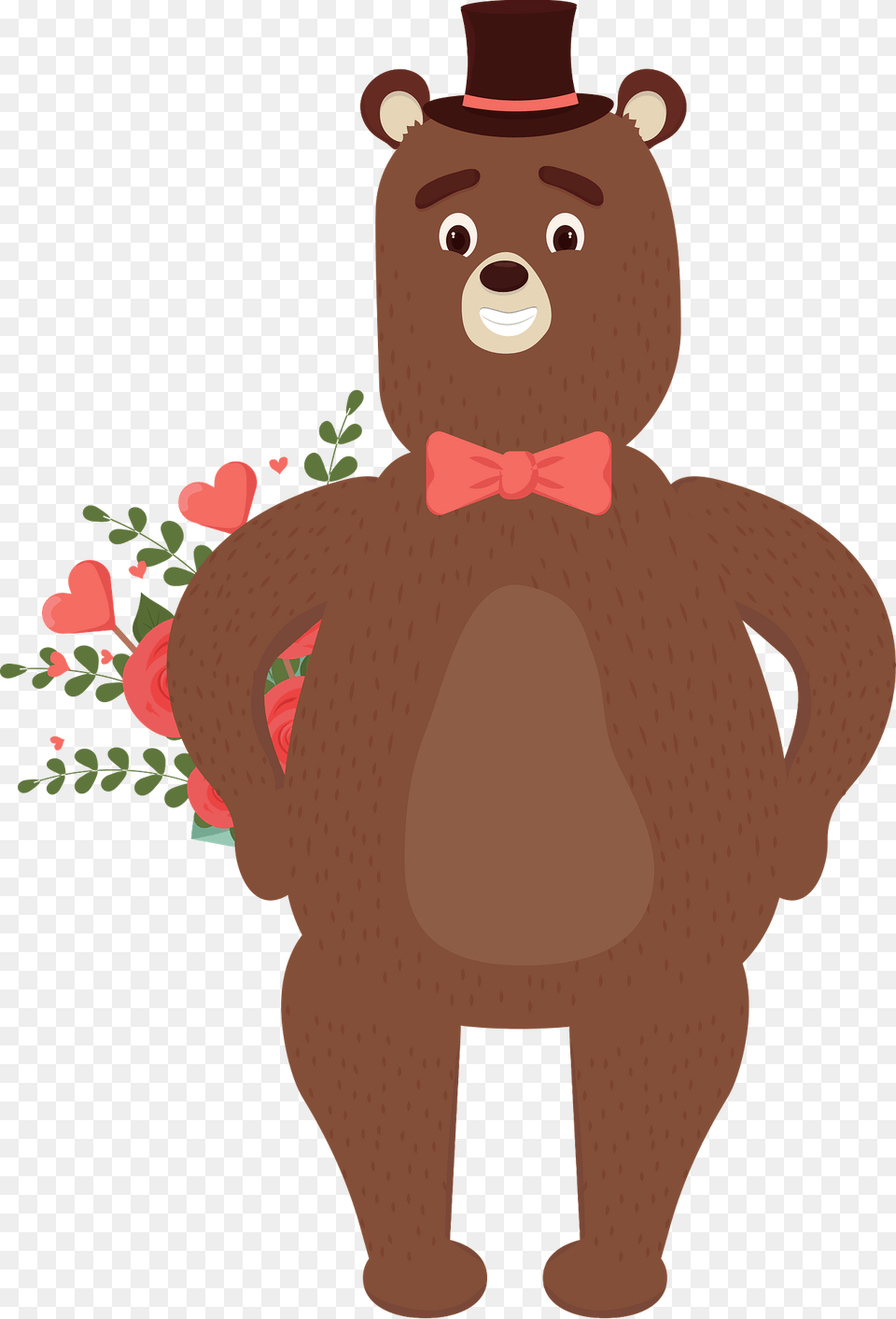 Bear With Flowers In A Date Clipart, Formal Wear, Animal, Mammal, Wildlife Free Png Download