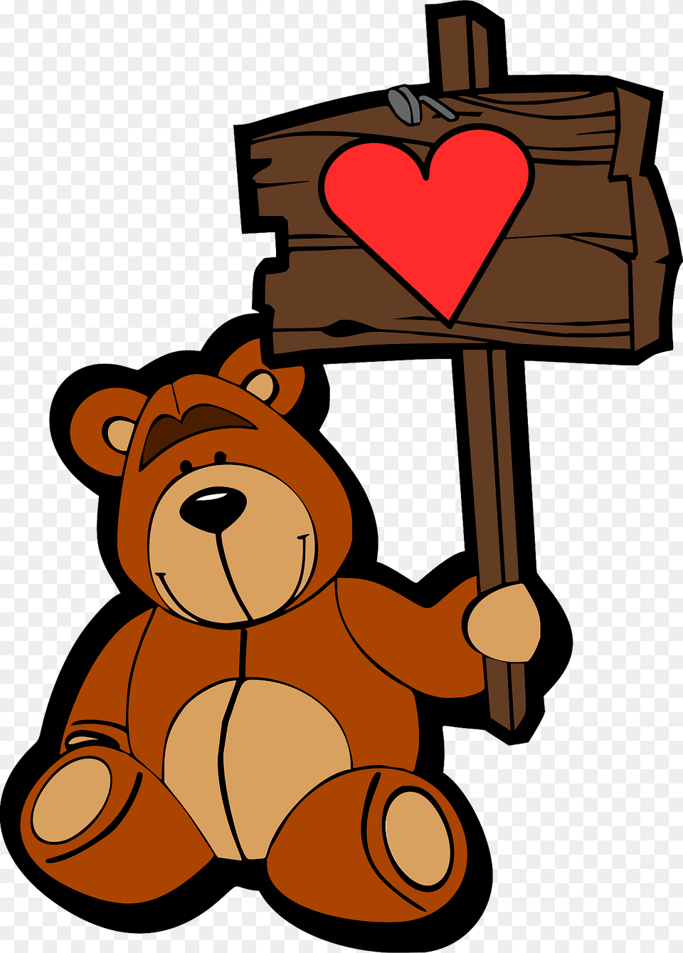 Bear With Heart Sign Clipart, Teddy Bear, Toy Free Png