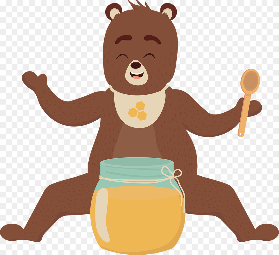 Bear With Honey Clipart, Cutlery, Jar, Spoon, Baby Free Png