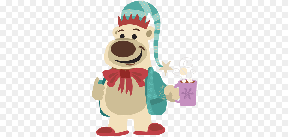 Bear With Hot Chocolate Transparent U0026 Svg Vector File Christmas Day, Baby, Person, Face, Head Free Png Download