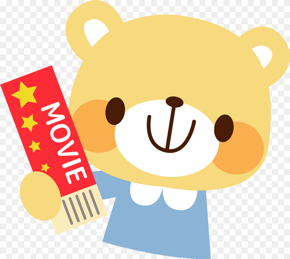 Bear With Movie Ticket Clipart Png Image