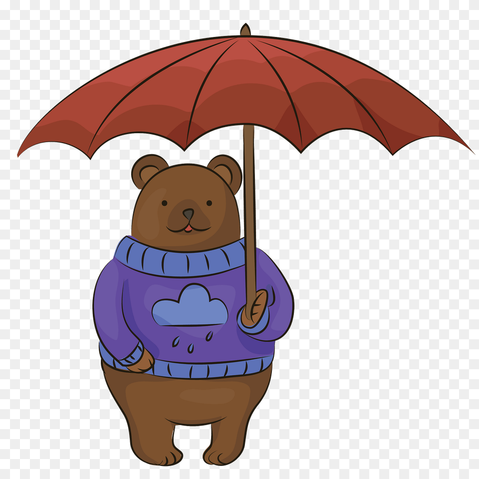 Bear With Umbrella Clipart, Animal, Mammal, Wildlife, Canopy Png