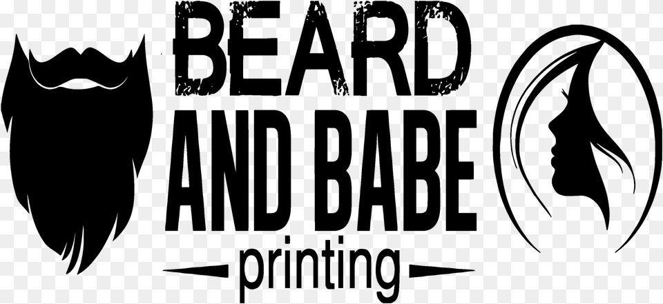 Beard And Babe Printing Silhouette, Gray Png Image