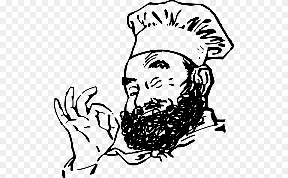 Beard Clip Art Chef Cartoon Black And White, Gray Free Png Download