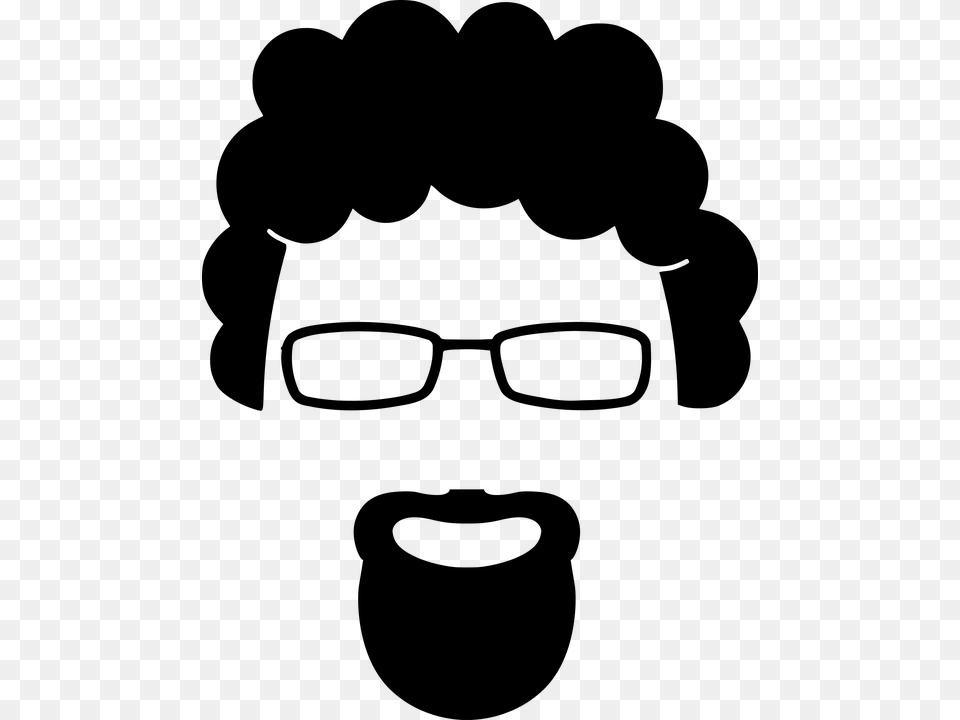 Beard Curly Face Goatee Hair Man Silhouette Goatee Clipart, Gray Free Png