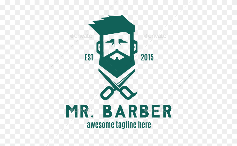 Bearded Barber Logo Logo, Advertisement, Poster, People, Person Free Png Download