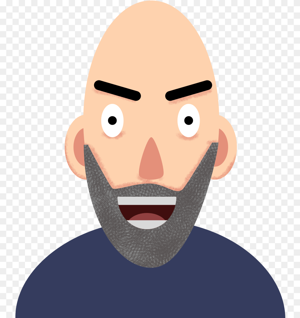 Bearded Man Bald Guy Clipart, Person, Face, Head, Portrait Png Image