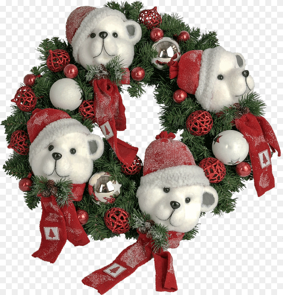 Beary Christmas Wreath Christmas Ornament, Egg, Food, Teddy Bear, Toy Free Png Download