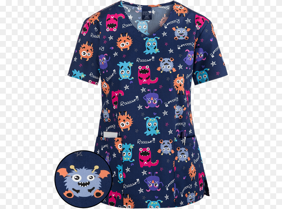 Beary Good Time Scrub Top From Medline, Clothing, Shirt, T-shirt, Pattern Free Transparent Png