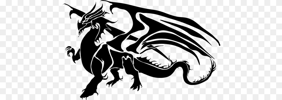 Beast Dragon Flying Monster Monsters And H Dragon Silhouette, Gray Png