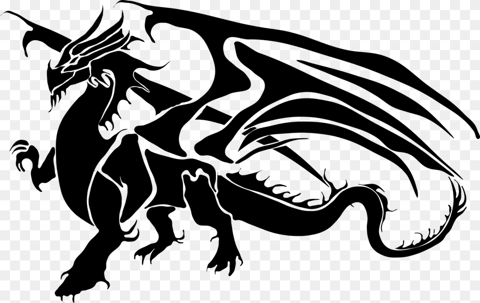 Beast Dragon Flying Monster Monsters And Heroes Dragon Silhouette, Gray Free Transparent Png