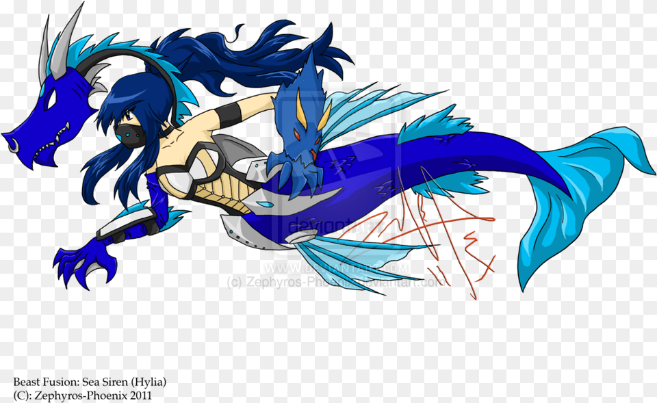 Beast Fusion Sea Siren By Zephyros Phoenix D4a5qiy Illustration, Dragon, Face, Head, Person Png Image