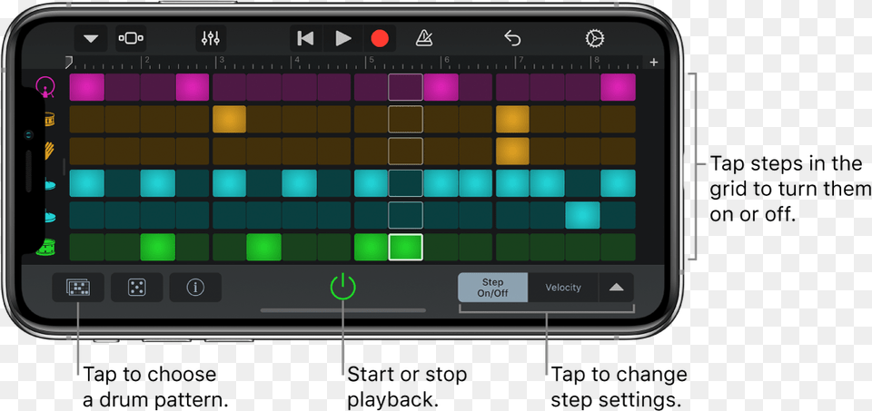 Beat Sequencer Touch Instrument Garageband Beat Sequencer Songs, Electronics, Mobile Phone, Phone Png