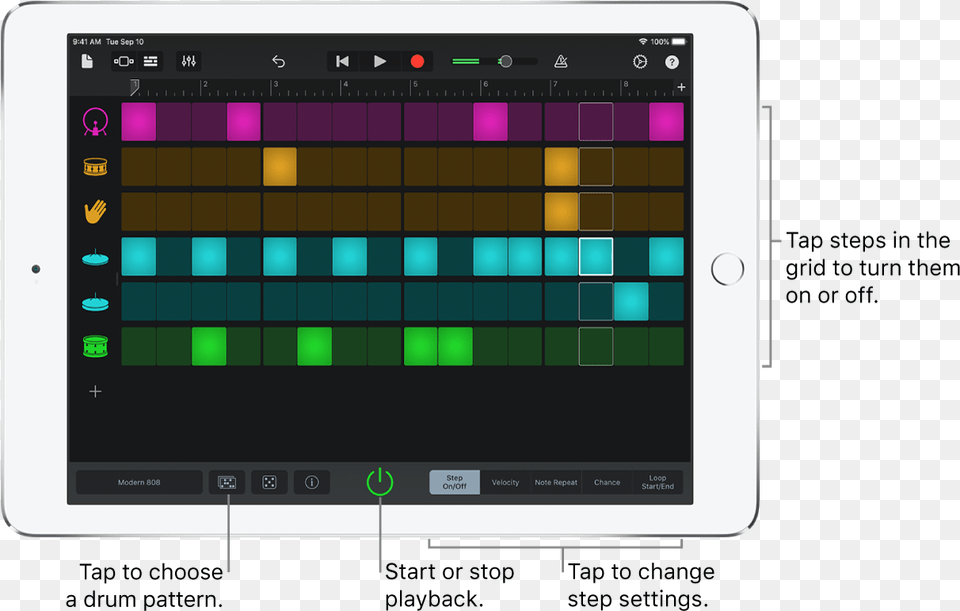 Beat Sequencer Touch Instrument Rap Beat On Garage Band, Computer, Electronics, Tablet Computer, Screen Free Png