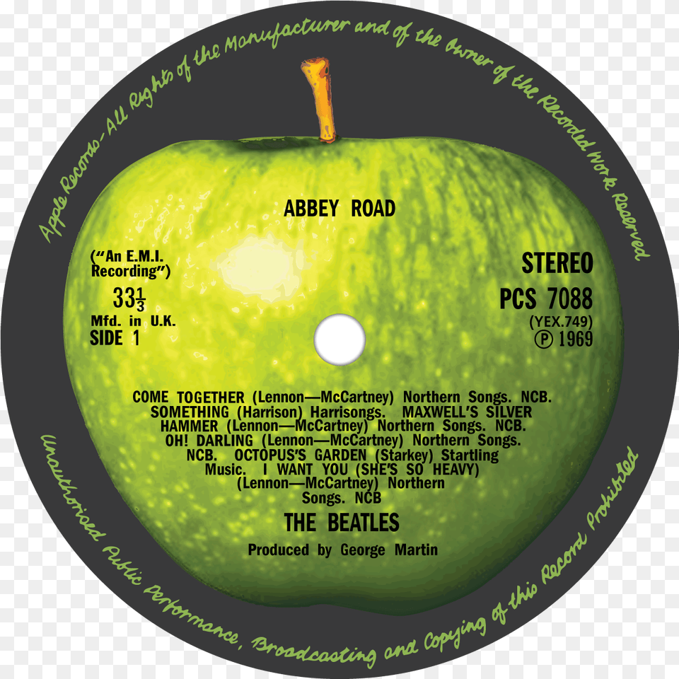 Beatles Abbey Road Lp Label Magnet Beatles Apple, Food, Fruit, Plant, Produce Free Transparent Png
