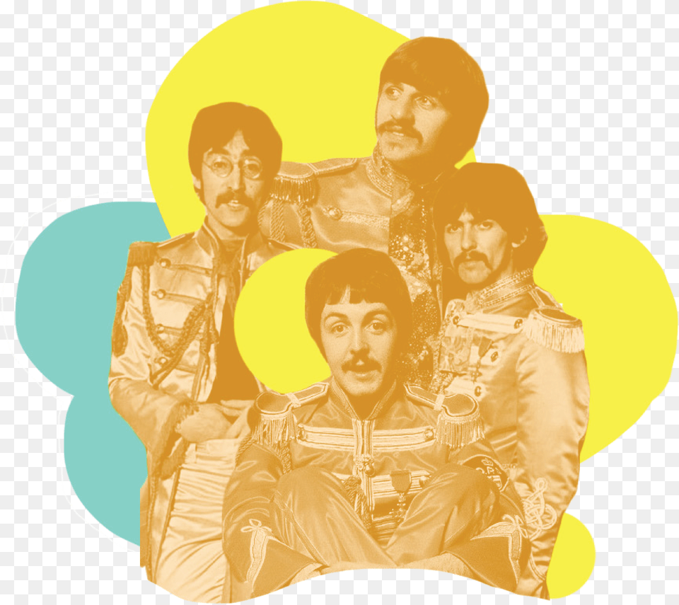 Beatles To Bts Orangereacts2 Beatles Lonely Hearts Club Band Painting 1967 Black And White, Adult, Person, Man, Male Png Image