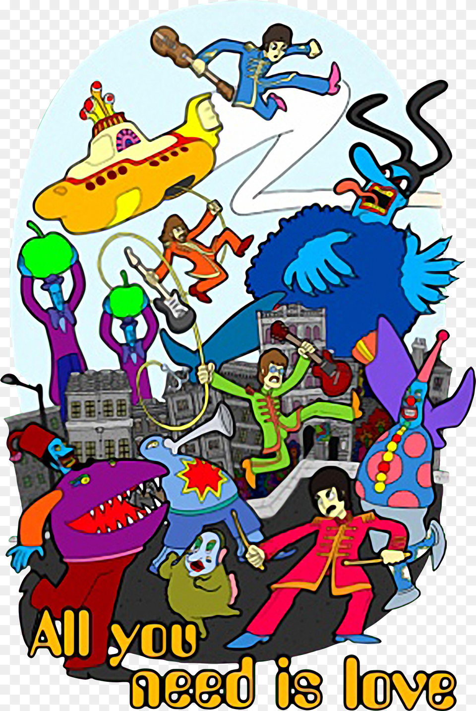 Beatles Yellow Submarine Blue Meanies Cartoon Yellow Submarine Beatles Png Image