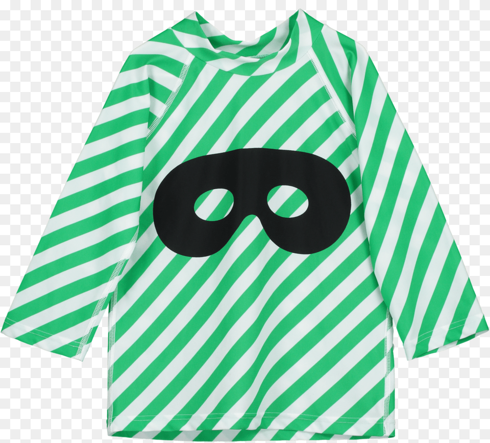 Beau Loves Green Diagonal Stripes Hero Mask Swim Top Stock Exchange, Clothing, Shirt, T-shirt, Person Free Png Download