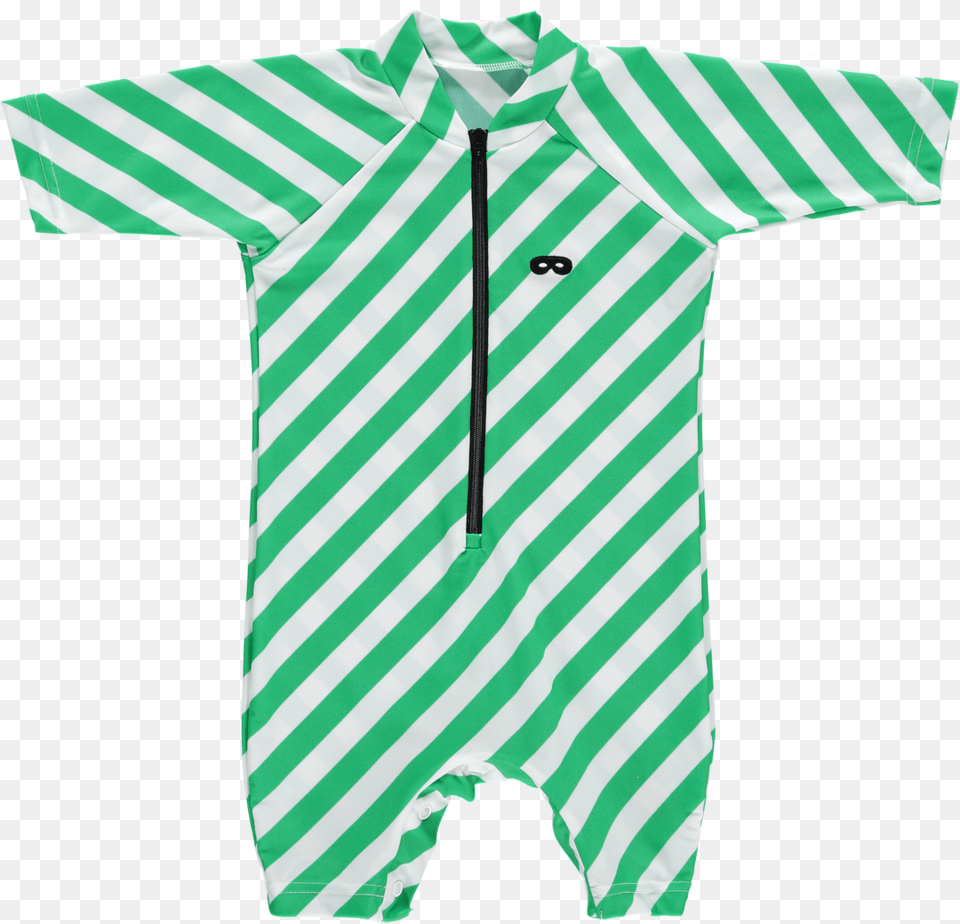 Beau Loves Green Diagonal Stripes Swim Romper, Clothing, Shirt, Pajamas Png Image