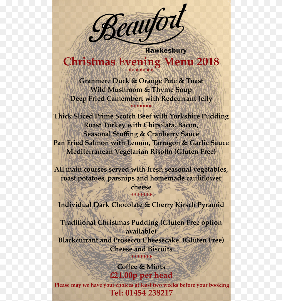 Beaufort Arms Christmas 2018 Evening Menu Christmas Day, Text, Book, Publication Png