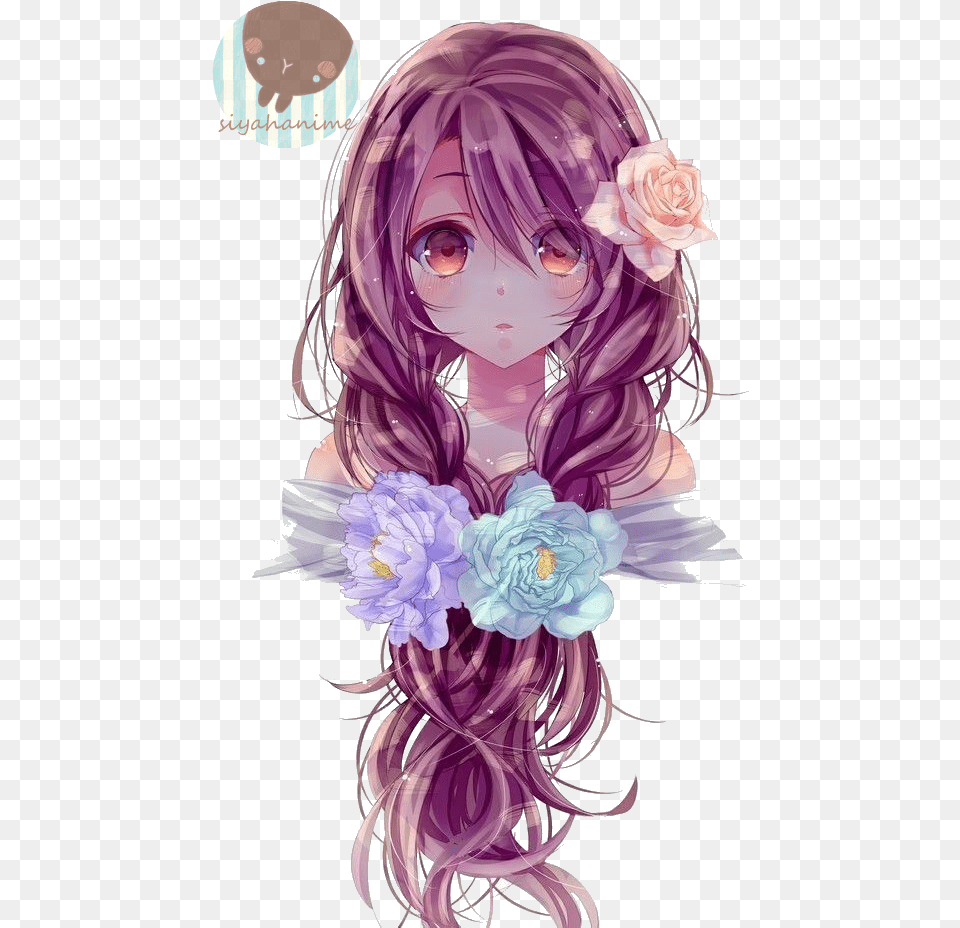 Beautiful Anime Girl Hair Download Very Pretty Anime Girls, Book, Comics, Publication, Purple Free Transparent Png