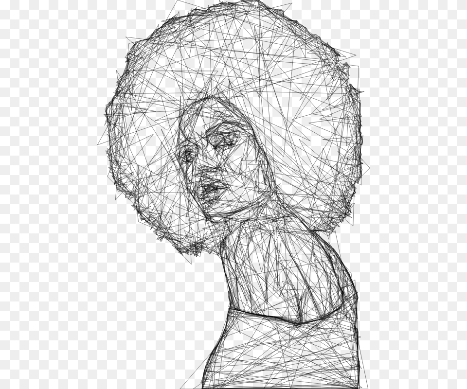 Beautiful Black Woman 2 Geometric Wireframe Abstract Art With Line, Gray Free Transparent Png