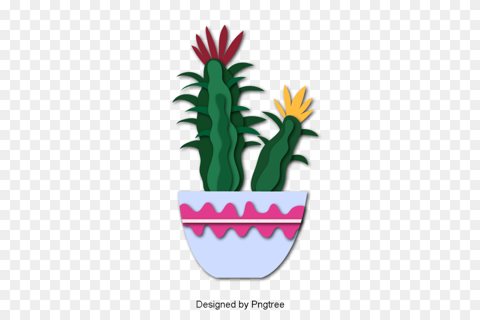 Beautiful Cartoon Cute Hand Painted Plants Potted Cactus Flowers, Plant, Potted Plant, Jar Png