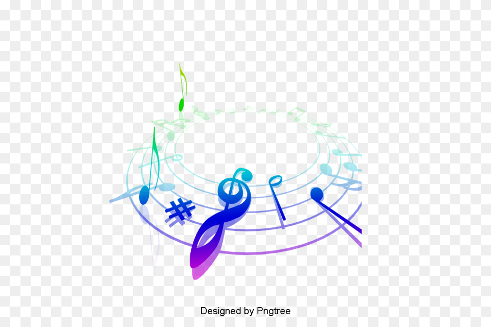 Beautiful Cartoon Hand Painted Music Symbol Staff Aesthetic Free Png