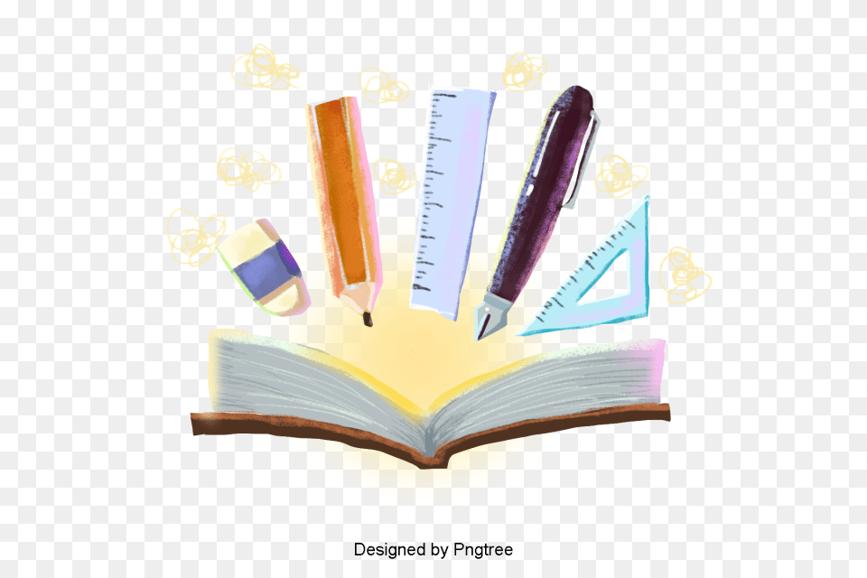 Beautiful Cartoon Hand Painted Watercolor Book Knowledge Png Image