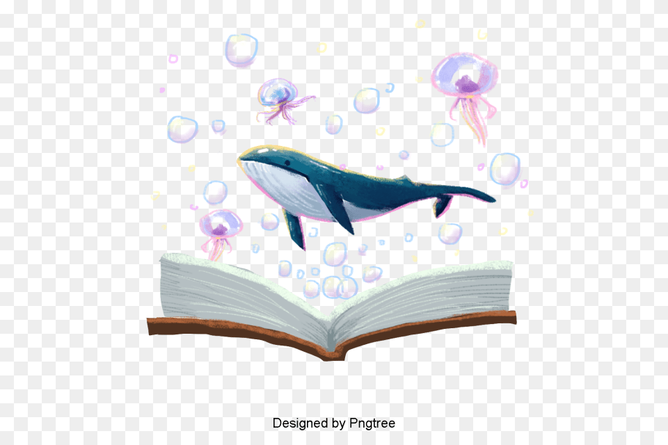 Beautiful Cartoon Hand Painted Watercolor Book Knowledge, Publication, Animal, Mammal, Sea Life Free Png Download