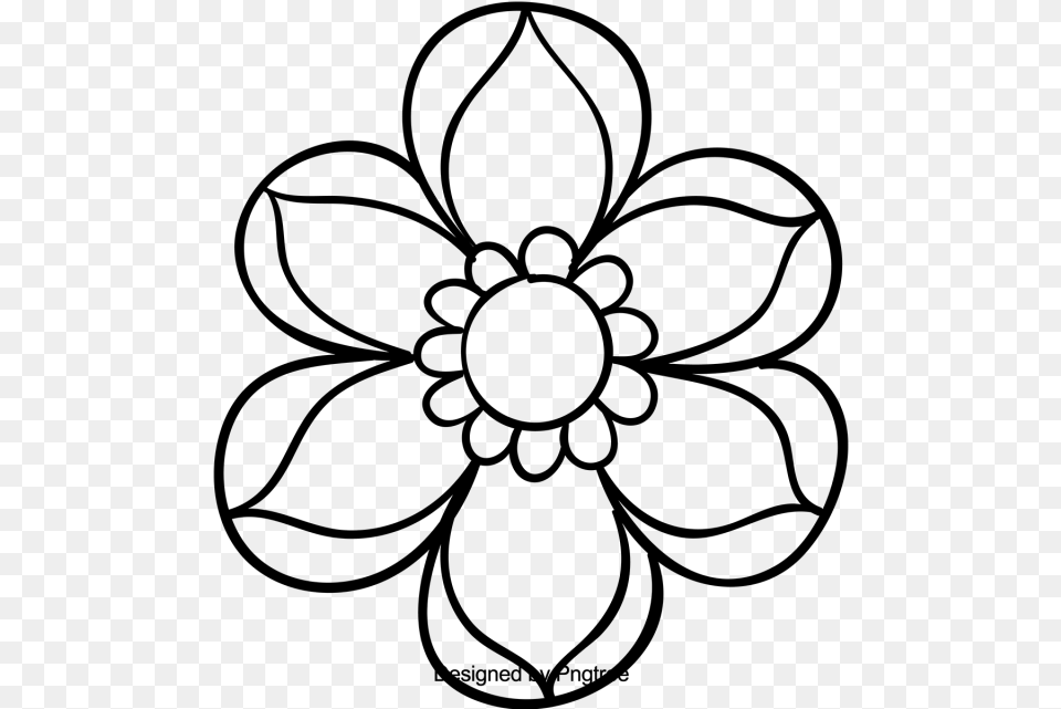 Beautiful Cartoon Hand Sketching Flowers Beautiful Transparent Blossom Coloring Sheet, Gray Free Png Download