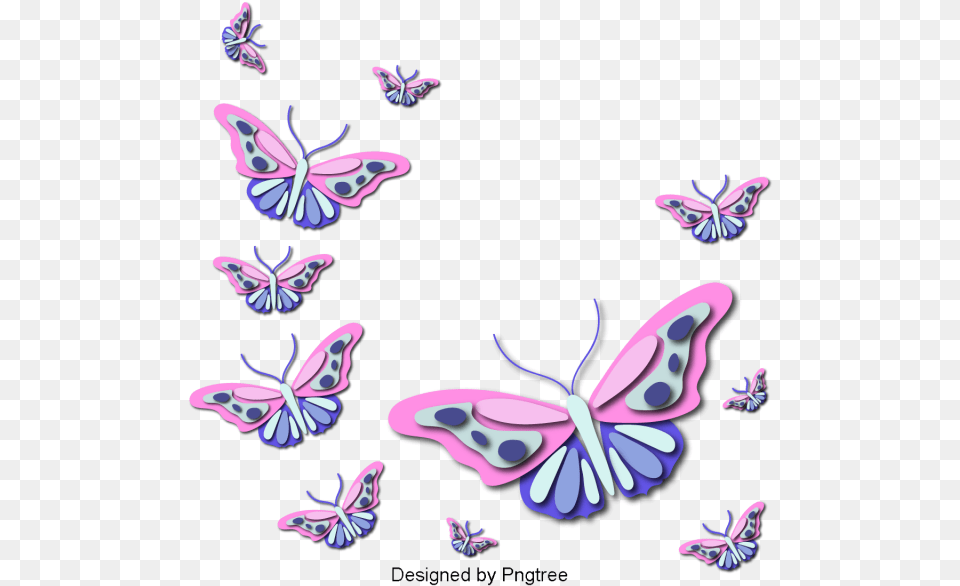 Beautiful Colorful Cartoon Hand Painted Butterfly Spring, Pattern, Art, Graphics, Purple Free Transparent Png