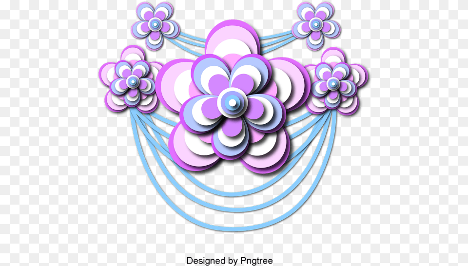 Beautiful Colorful Cartoon Stereo Chinese Wind Flower, Accessories, Art, Graphics, Purple Png