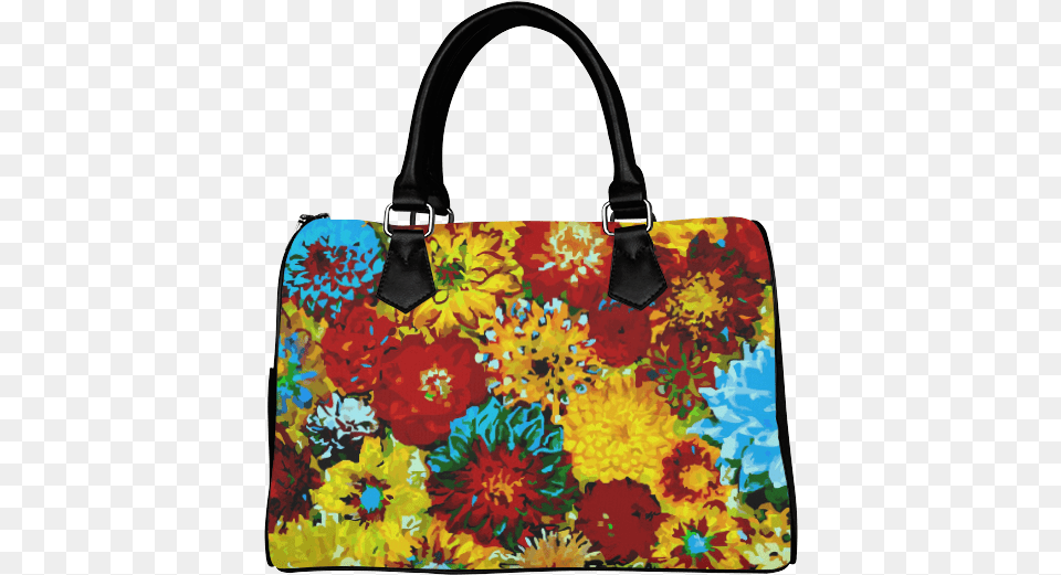 Beautiful Colorful Dahlia Flower Art Boston Handbag, Accessories, Bag, Purse Png