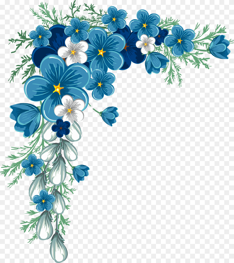 Beautiful Corner Layout Flower Border Flower Border Blue Flower Border, Art, Floral Design, Graphics, Pattern Png Image