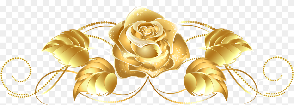 Beautiful Decor Clip Gold Flowers Clip Art, Rose, Plant, Flower, Pattern Png Image