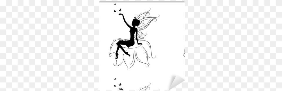 Beautiful Fairy Silhouette Fairy Sitting On A Flower, Dancing, Leisure Activities, Person Png