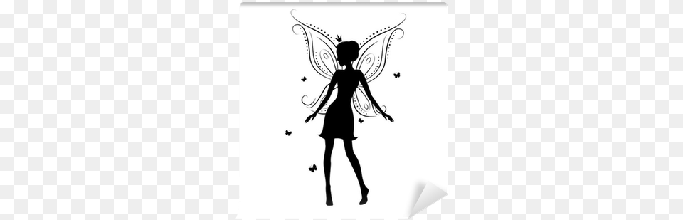 Beautiful Fairy Silhouette On A White Background Fairy Silhouette White Background, Stencil Png Image