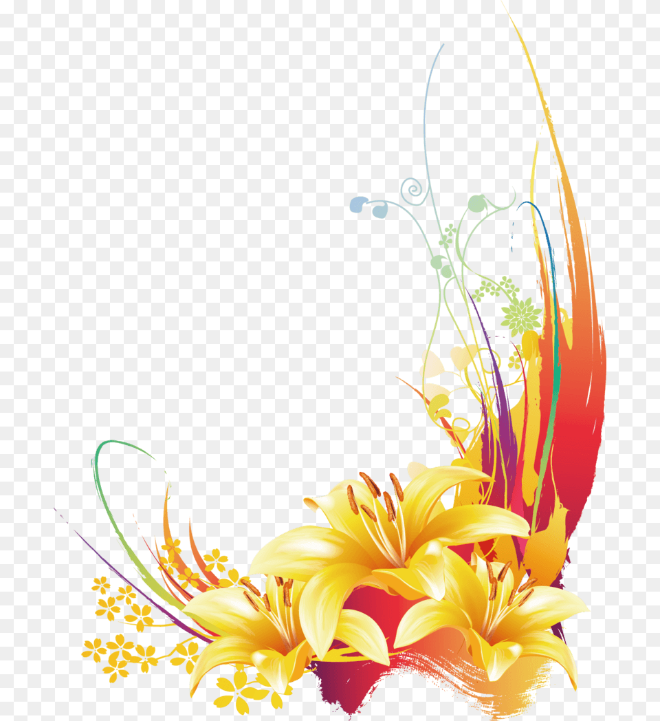 Beautiful Flowers Corners, Art, Floral Design, Graphics, Pattern Free Png